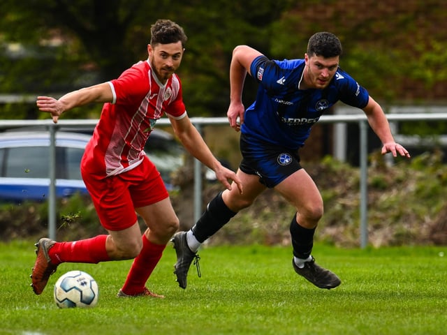 Clanfield (blue) v Colden Common. Picture by Richard Murray