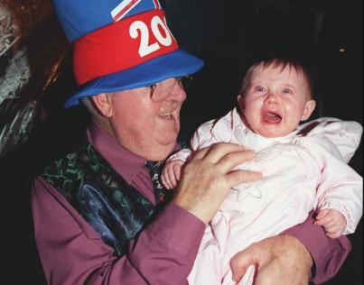 A Cantley street party back in 1999 to bring in the new millennium. John Custons with Emily Stacey.