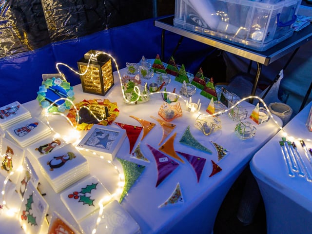Amazing handmade glass ornaments from Wat's On Glass at the Gosport Christmas market. Picture: Mike Cooter (251123)