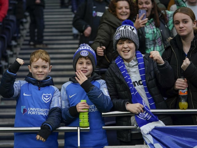 Pompey fans at the Tottenham Hotspur Stadium.