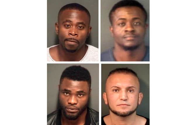 Top row: Festus Emosivwe jailed for 44 months and Charles Onwu jailed for 43 months
Bottom row: Victor Ngo jailed for 43 months and Adel Qadir jailed for 29 months