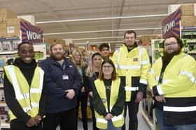 B&M opened in Southampton Road Retail Park in Titchfield, on Saturday, December 2, 2023.

Pictured is: B&M staff (l-r) Marvin Gyasi, Dave Hathaway, Caitlin Egerton, Sabrina Brown, Frankie Canterbury, Emma Peacock, Rhys Powell and Tony Hayward. 

Picture: Sarah Standing (011223-2884)