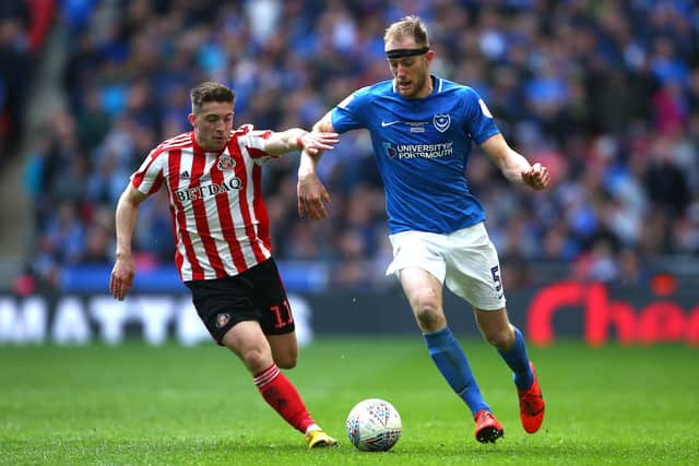 Matt Clarke in action for Pompey at Wembley in March 2019 in the Checkatrade Trophy final. He is presently injured for high-flying Middlesbrough. Picture: Jordan Mansfield/Getty Images.