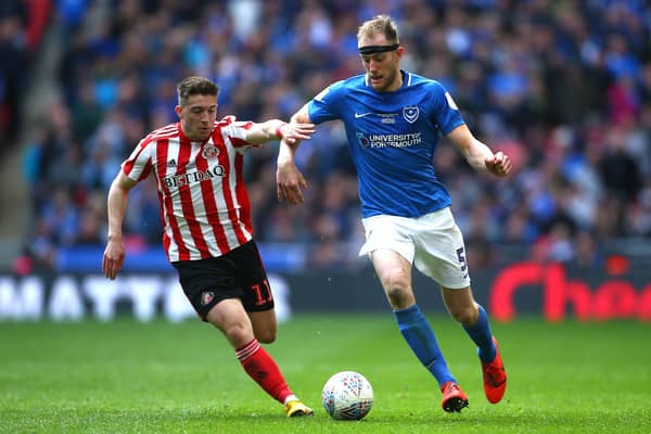 Matt Clarke in action for Pompey at Wembley in March 2019 in the Checkatrade Trophy final. He is presently injured for high-flying Middlesbrough. Picture: Jordan Mansfield/Getty Images.