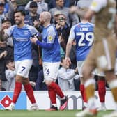 Marlon Pack celebrates equalising for Pompey three minutes before half-time against Wycombe. Picture: Jason Brown/ProSportsImages