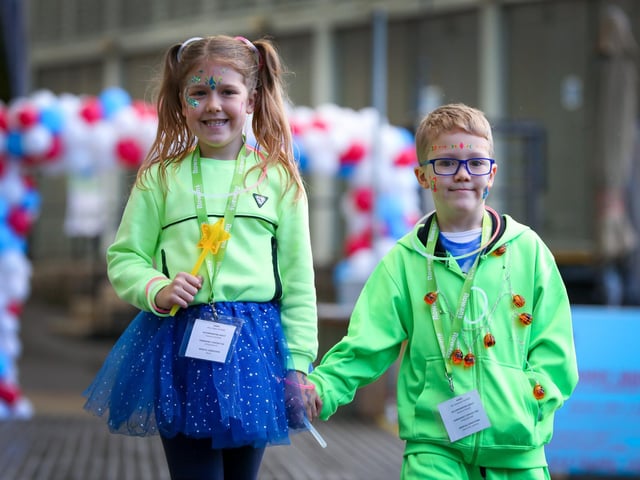 Pippa Pefnold, 9, and Sebastian Penfold, 6. Starlit Walk in aid of Rowans Hospice, Portsmouth Historic Dockyard, HM Naval Base PortsmouthPicture: Chris Moorhouse (jpns 261023-08)