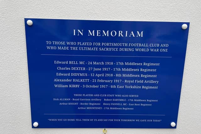 List of Portsmouth players who past away during the First World War. Picture: Bob Beech.