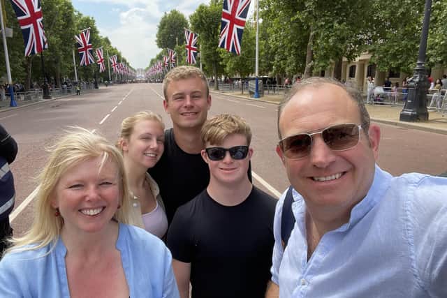 Left to right: Rachael Ross, Eloise Towns, Tom Ross, Max Ross and Ken Ross in London ahead of the jubilee lunch with the Duchess of Cornwall
