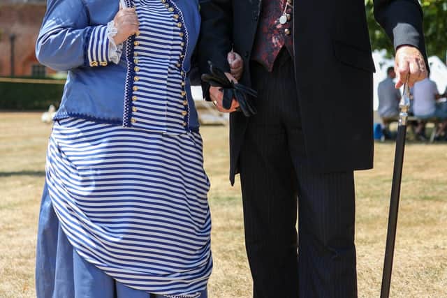 Pictured - Sue and Alan Bedford show off their Victorian fashion sense