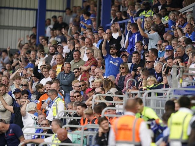The home section was sold out as 17,194 Pompey fans cheered on the Blues against Cheltenham