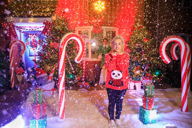 Courtney Chanel with her Elf-inspired decorations. Picture: Oliver Dixon