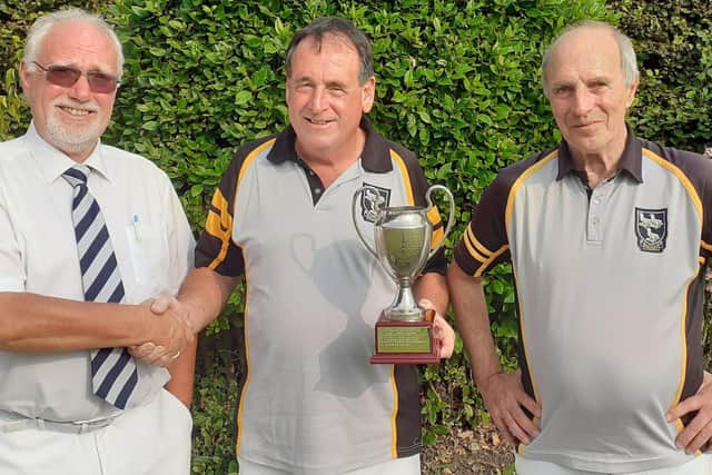 Pairs winners Priory (Martin Eggleton, Clive Carter) with P&D competition secretary Simon Batcheler.