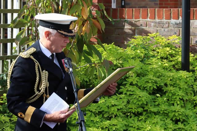 Commodore David Elford, naval regional commander for east of England, left. Photo: Royal Navy