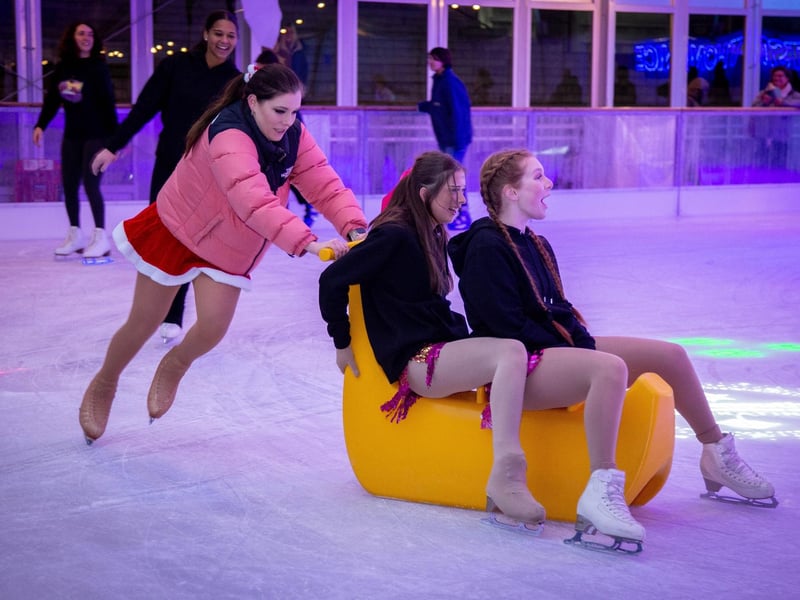 Launch night of Portsmouth On Ice 2023 at Portsmouth Guildhall Walk on Friday 24th of Novermber 2023
Pictured: People skating on ice
Picture: Habibur Rahman