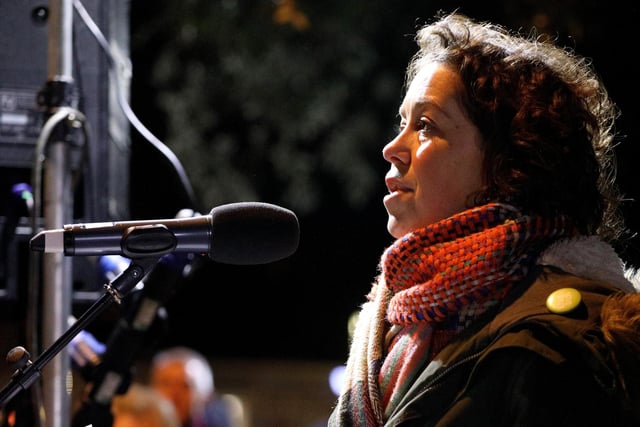 Bryony reads apowerful piece, 'It is okay not to be okay.' Rowans Hospice Lake of Lights, Canoe Lake, Southsea
Picture: Chris Moorhouse (jpns 171223-46)
