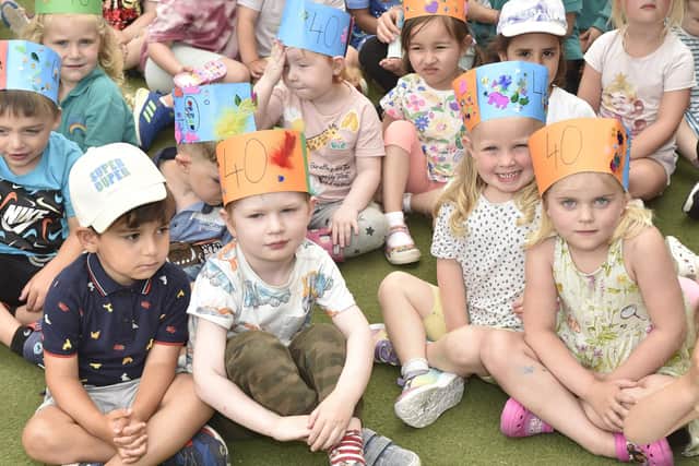 From left, Barzi Sabir (3), Theodore Peggie-Newell (3), Isla Mundy (4) and Summer Harries (4).
Picture: Sarah Standing (270623-5597)