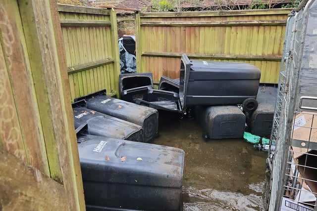 Bins displaced at the Royal Oak.