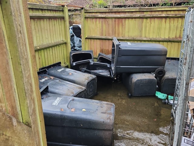 Bins displaced at the Royal Oak.