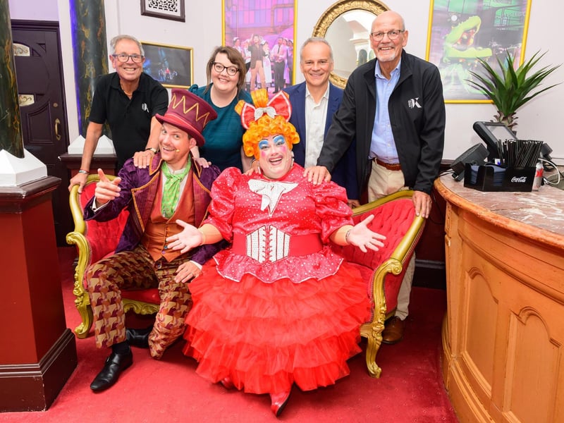 Pictured is: Paul Woolf, Chair of 1907 Elevation Regeneration, Rebecca Henderson, Head of of People and Culture, Richard Pearce, CEO, David Gant, Executive Trustee, Paul Clements, Principal KSPA and Jack Edwards Artistic Director and Panto Star. Picture: Keith Woodland (080921-59)