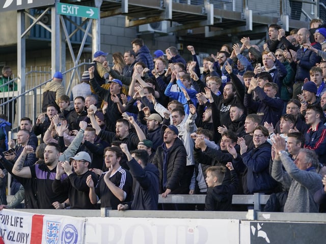 Pompey fans at the Blues' victory at the Memorial Stadium.