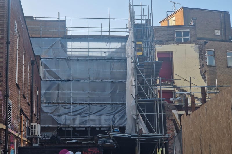 Scaffolding has been erected as work continues at the former Debenhams in Southsea's Palmerston Road.