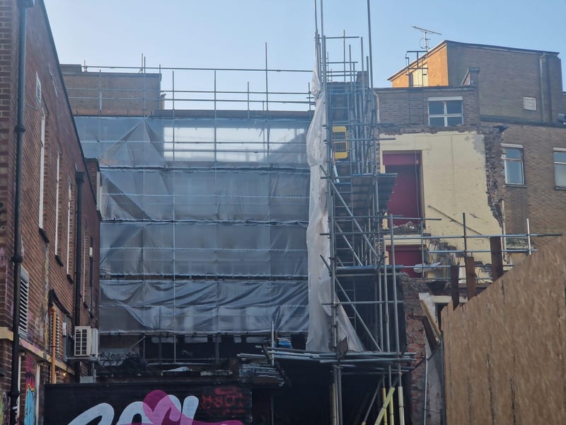 Scaffolding has been erected as work continues at the former Debenhams in Southsea's Palmerston Road.