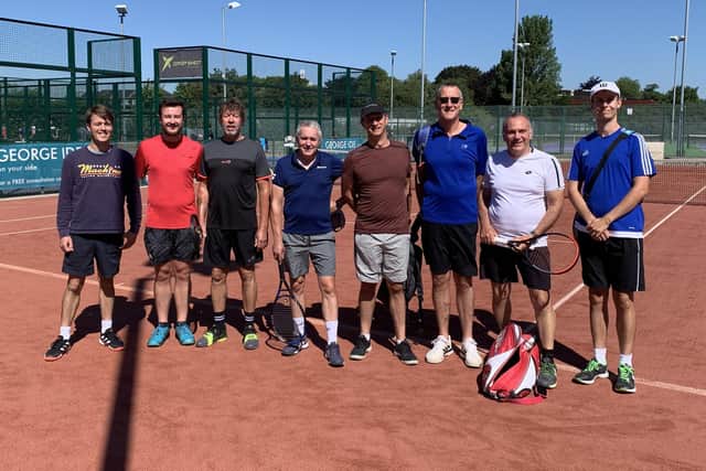 Chichester 2 v CourtX (from left): Jamie Furlong, Michael Ackerman, Tony Walsh, Gerald Edwards, John Chequer, Simon Courtnell, Simon Troke, Sam Jones