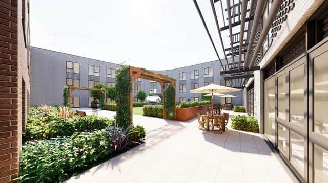 A CGI of how the extra care centre planned for the site of Edinburgh House in Cosham Portsmouth could look