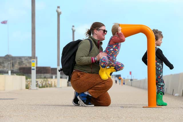 The promenade and new sea defences are now open near Southsea Castle in the area between Blue Reef and the Pyramids and is the perfect place for a summer stroll. You can even take in the views at the fabulous 'Theatre of the Sea'. Be aware the promenade's accessible areas are not fully open at the moment if you wanted to continue along towards South Parade Pier with only a stepped route available.Picture: Chris  Moorhouse (150624-83)