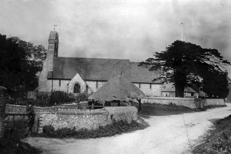 St James's Church and the village well, Clanfield. Picture: costen.co.uk