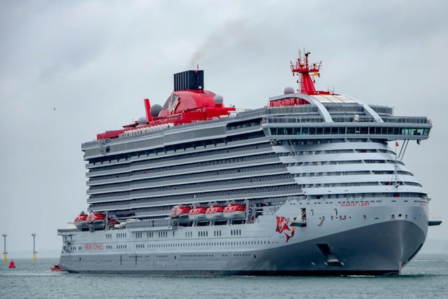 Virgin cruise ship Scarlet Lady entering Portsmouth for the first time by Tony Hicks