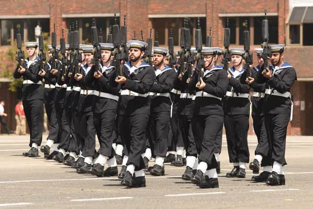 Arms display by the guard from HMS Collingwood
