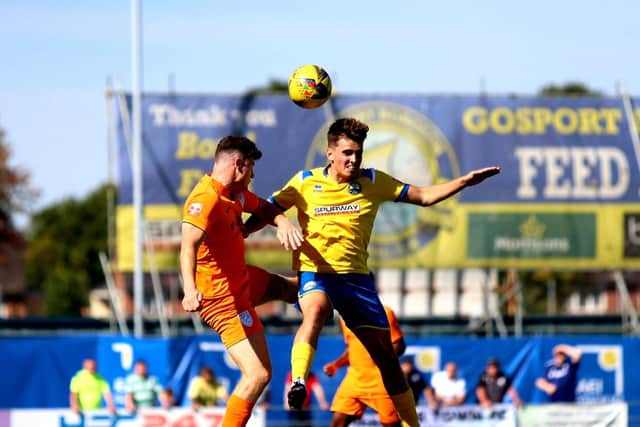 Gosport's Harry Kavanagh in action against Merthyr. Picture by Tom Phillips