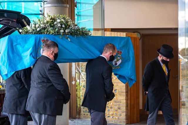 Charlie Eldred is received for the service. Picture: Mike Cooter (261121)