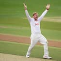 Simon Harmer has taken 28 Bob Willis Trophy wickets in just three matches. Photo by Alex Davidson/Getty Images.