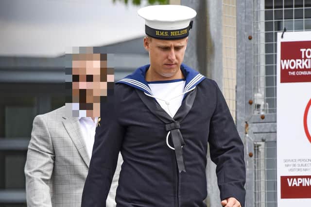 Pictured: Able seaman Daniel Taylor Goffey at Bulford Military Court Centre. Photo: David Clarke/Solent News & Photo Agency