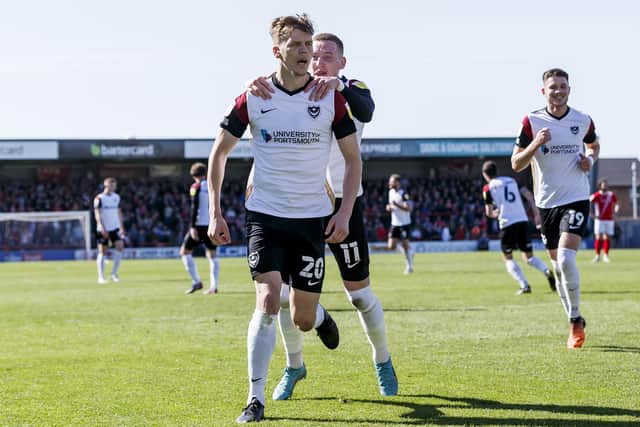 Sean Raggett scored the opener in Pompey's 1-1 draw with Morecambe.   Picture:  Daniel Chesterton/phcimages.com