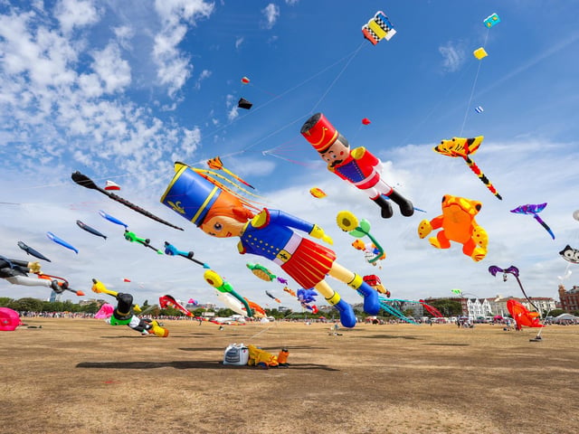 Huge static kites have filled the sky over Southsea Common.