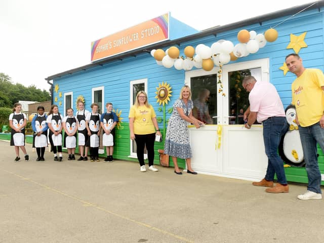 From left, Sophie's mum Charlotte Fairall, left, and dad Gareth, right, with Caroline Dinenage MP and Clive Saughter.
Picture: Sarah Standing (240622-897)