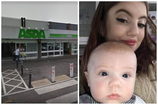 Julia Horton, 19, with her seven-month-old son Oscar. Julia is horrified her friend looking after Oscar had to wait while two teenagers used the baby change facility in Asda Gosport for a sexual encounter. Picture: Google/Julia Horton