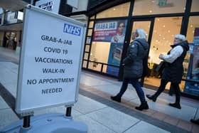 An NHS walk in vaccination sign at Gunwharf Quays. Picture: Finnbarr Webster/Getty Images