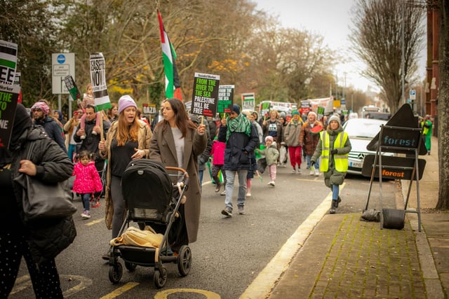 Pictured: Protestors walking down Bishop Crispian Way

Picture: Habibur Rahman