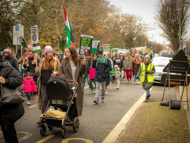 Pictured: Protestors walking down Bishop Crispian Way
Picture: Habibur Rahman