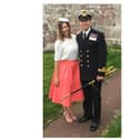 Lieutenant Commander Nathan Geddes is among those named on the Queen's Birthday Honours list for his time serving on HMS Defender, including during the Carrier Strike Group deployment. He is pictured with his wife, Nicole.