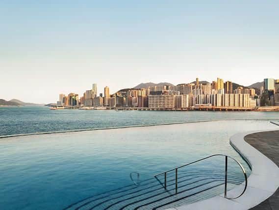 A view from The Kerry Hotels infinity pool, looking out onto the striking Victoria Harbour.