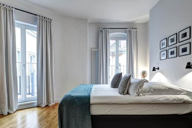 A bedroom at the Gorki Apartments.