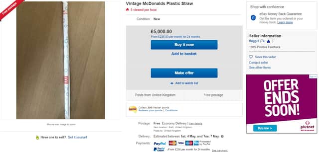 Opportunistic eBay sellers are trying their luck with the plastic straws