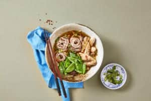 Warming chicken and ginger ramen