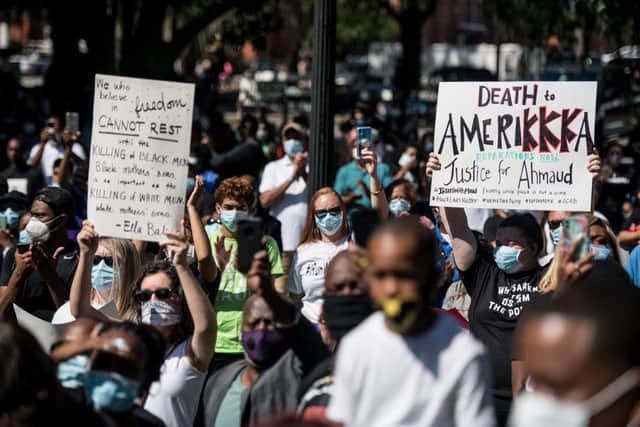 Demonstrations were held over the death of Ahmaud Arbery at the start of May (Getty Images)