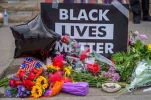 A memorial left for George Floyd who died in custody on 26 May 2020 (Photo: KEREM YUCEL/AFP via Getty Images)